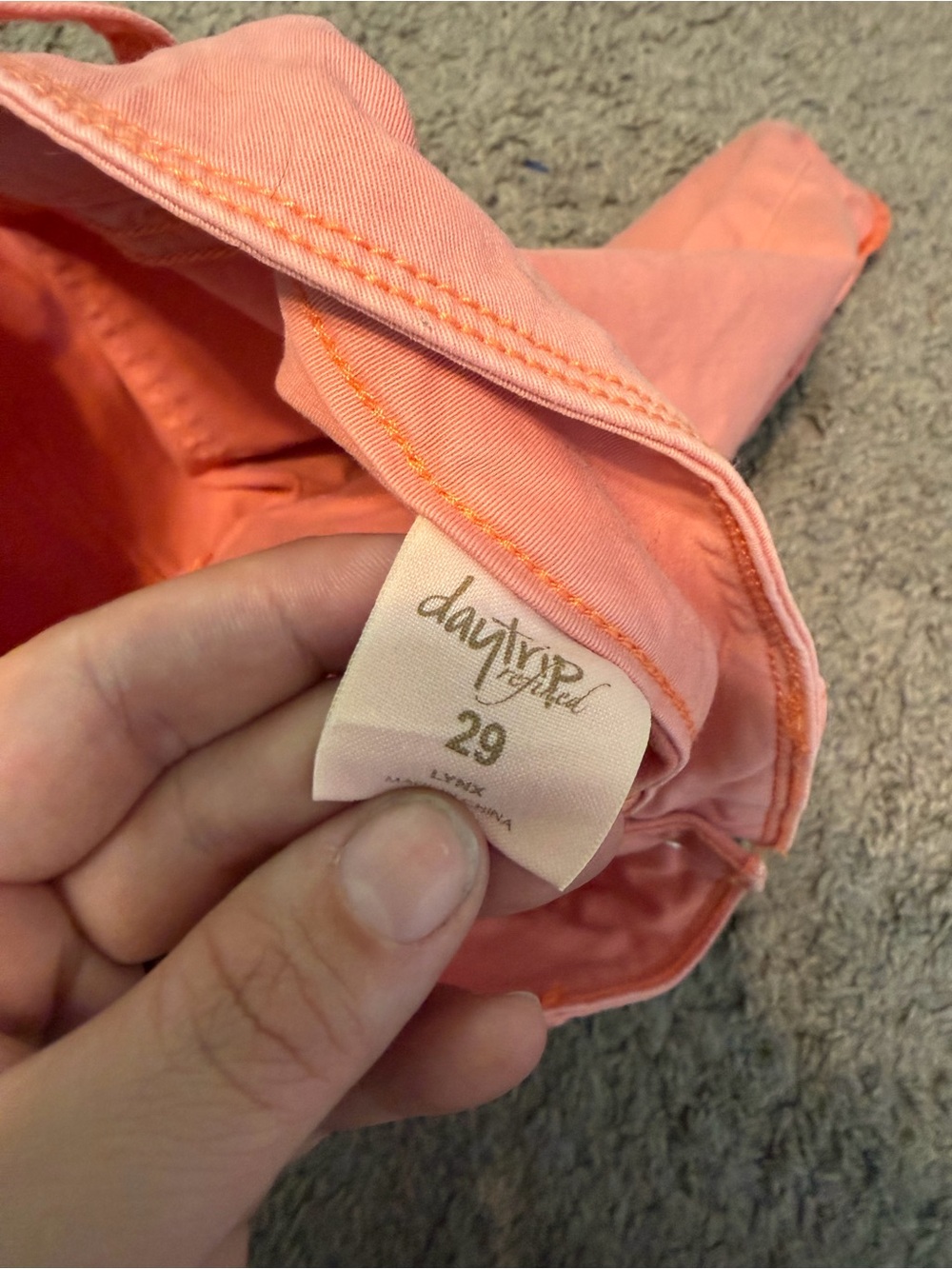 Daytrip Coral Pink Denim Shorts - Picture 3 of 4